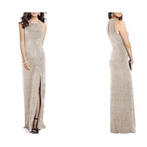 Dessy Collection Soho Metallic Column Gown Rose Gold 14